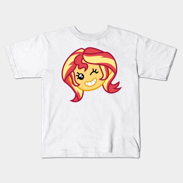 Emoji Sunset Shimmer wink Kids T-Shirt by CloudyGlow